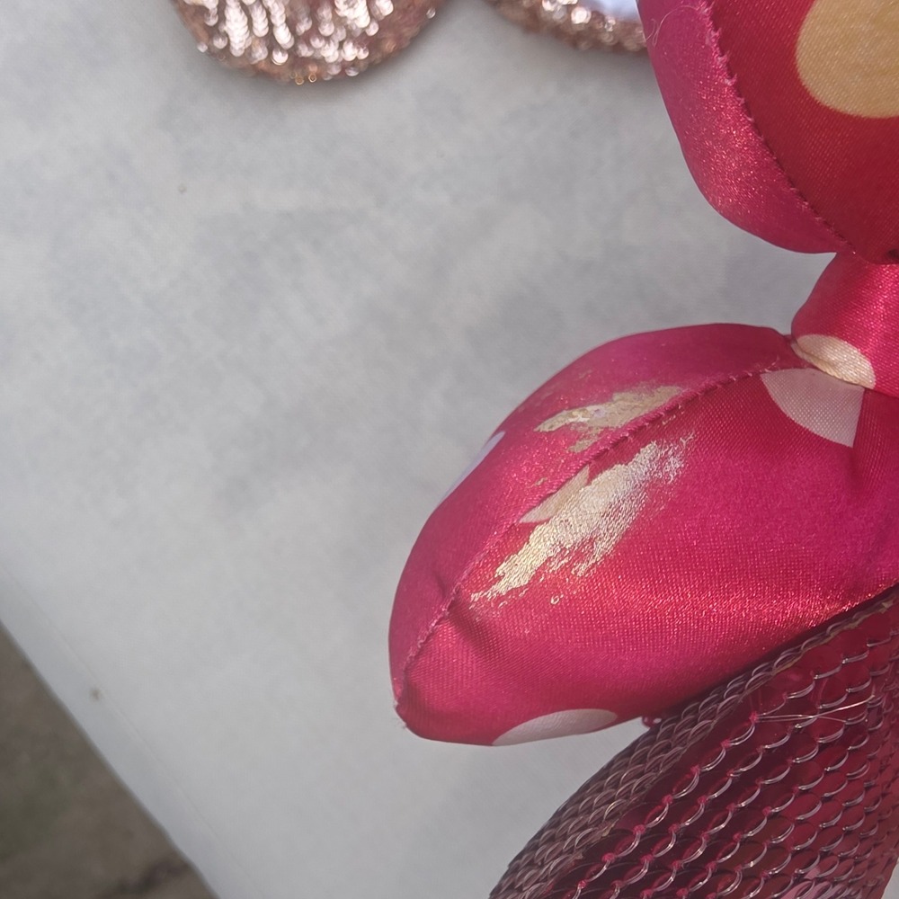 Disney Parks Minnie Mouse Ears Headband Lot Rose Gold Magenta Pink Sequins Bow - Picture 9 of 9